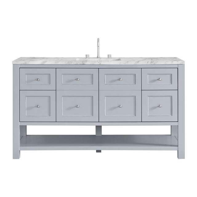 Breckenridge 60" Single Vanity, Serenity Blue, w/ 3 CM Carrara Marble Top