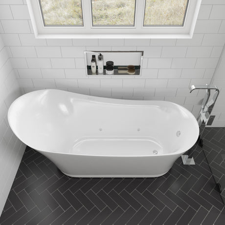 ALFI brand 24 x 12 Polished Stainless Steel Horizontal Single Shelf Bath Shower Niche