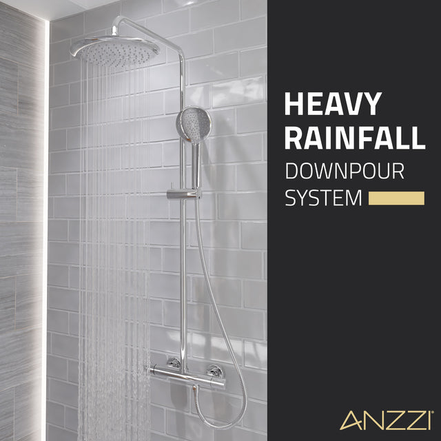 ANZZI SH-AZ101CH Heavy Rainfall Stainless Steel Shower Bar with Hand Sprayer in Polished Chrome
