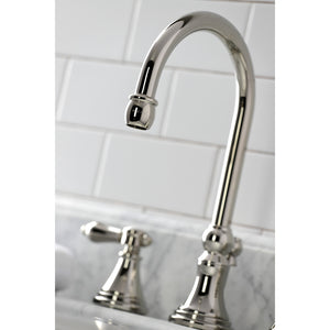 Kingston Brass KS2986BAL Heirloom Widespread Bathroom Faucet with Brass Pop-Up, Polished Nickel