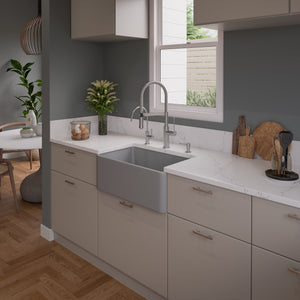 Gray Matte Smooth Apron 30" x 18" Single Bowl Fireclay Farm Sink