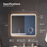 ANZZI BA-LMDFX013AL 27-in. x 31-in. LED Front/Back Light Magnifying Bathroom Mirror w/Defogger