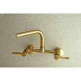 Kingston Brass Concord 8-Inch Adjustable Center Wall Mount Kitchen Faucet, Brushed Brass