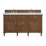 Lorelai 60" Double Vanity, Mid-Century Walnut w/ 3 CM Ethereal Noctis Silestone Top