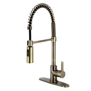 Gourmetier LS877CTLAB Continental Single-Handle Pre-Rinse Kitchen Faucet, Antique Brass