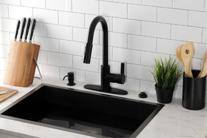 Gourmetier LS8780CTL Continental Single-Handle Pull-Down Kitchen Faucet, Matte Black