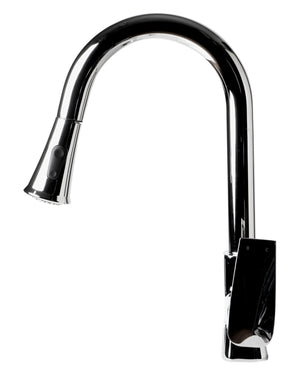 Polished Chrome Square Gooseneck Pull Down Kitchen Faucet