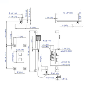 ALFI brand AB2287-BN Brushed Nickel 3 Way Thermostatic Shower Set with Body Sprays
