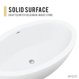 ANZZI FT-AZ504 Lusso 6.3 ft. Solid Surface Center Drain Freestanding Bathtub in Matte White