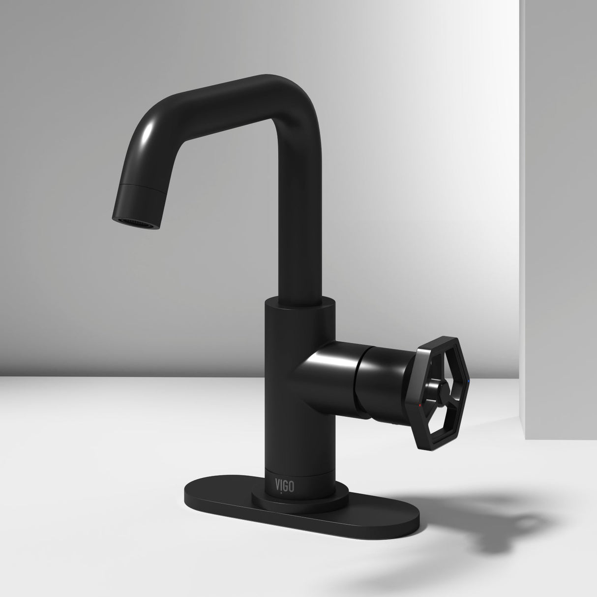 VIGO Ruxton Oblique 1-Handle Single Hole Bathroom Faucet with Deck Plate in Matte Black VG01051MBK1