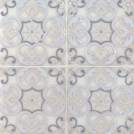 Tetris florita blanco 6 x 6 polished marble wall tile TTETBLANCO66 product shot multiple tiles angle view