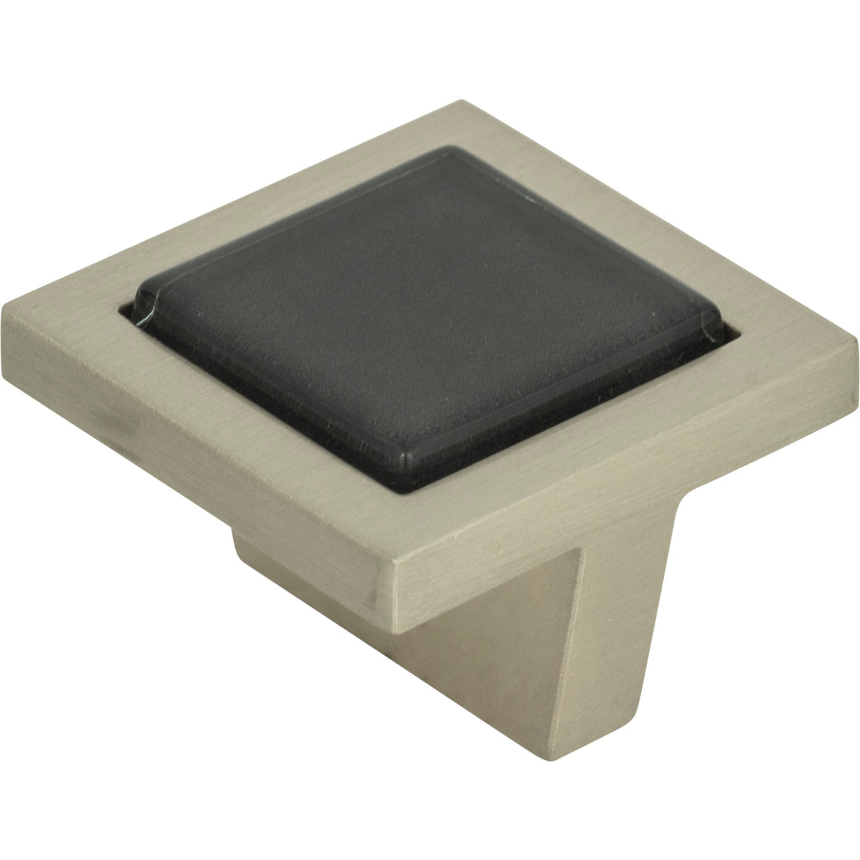 Atlas Homewares Spa Black Square Knob 1 3/8 Inch Brushed Nickel