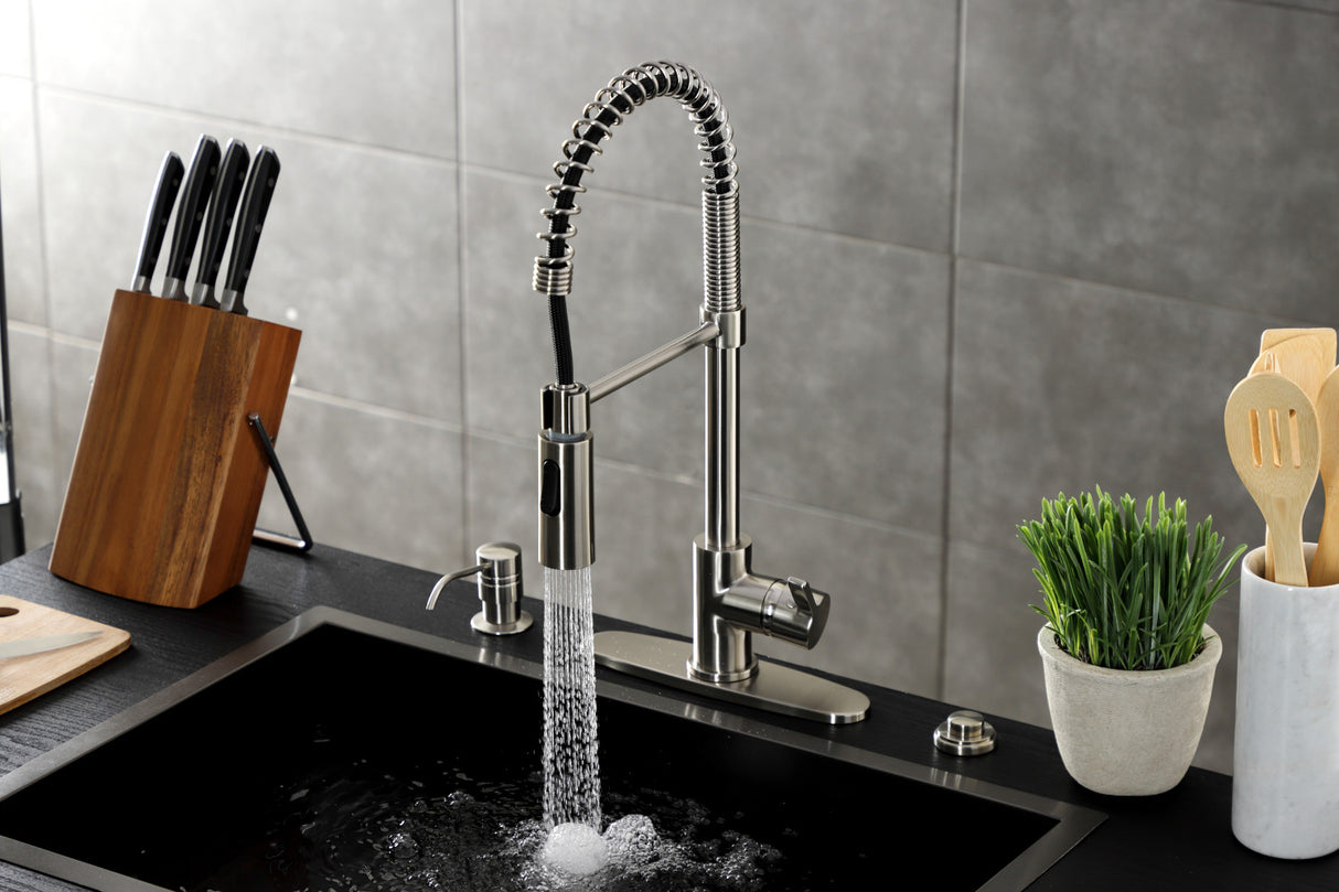 Gourmetier LS8778CTL Continental Single-Handle Pre-Rinse Kitchen Faucet, Brushed Nickel