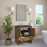 Hudson 30" Single Vanity, Honey Oak w/ 3 CM Charcoal Soapstone Silestone Top