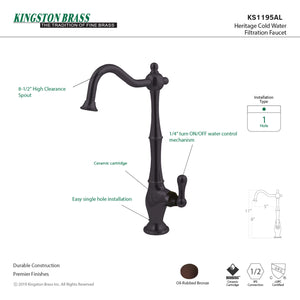Kingston Brass KS1195AL Heritage Cold Water Filtration Faucet, Oil Rubbed Bronze