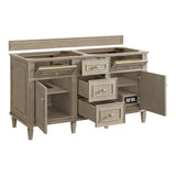 Lorelai 60" Double Vanity, Whitewashed Oak, w/ 3 CM Phantome Eclos Top