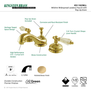 Kingston Brass KS1162WLL 8 in. Widespread Bathroom Faucet, Polished Brass