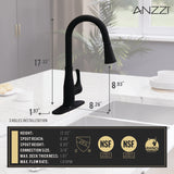ANZZI KF-AZ301MB Sifo Hands Free Touchless 1-Handle Pull-Down Sprayer Kitchen Faucet with Motion Sense and Fan Sprayer in Matte Black