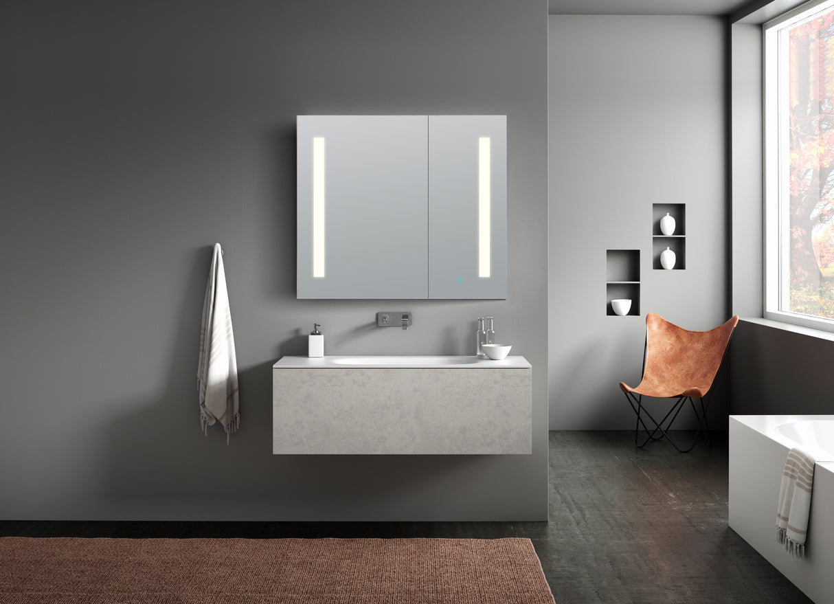 ANZZI BA-LMDFVCB007AL Ether 28 in. x 32 in. Frameless LED Mirror Bathroom Cabinet