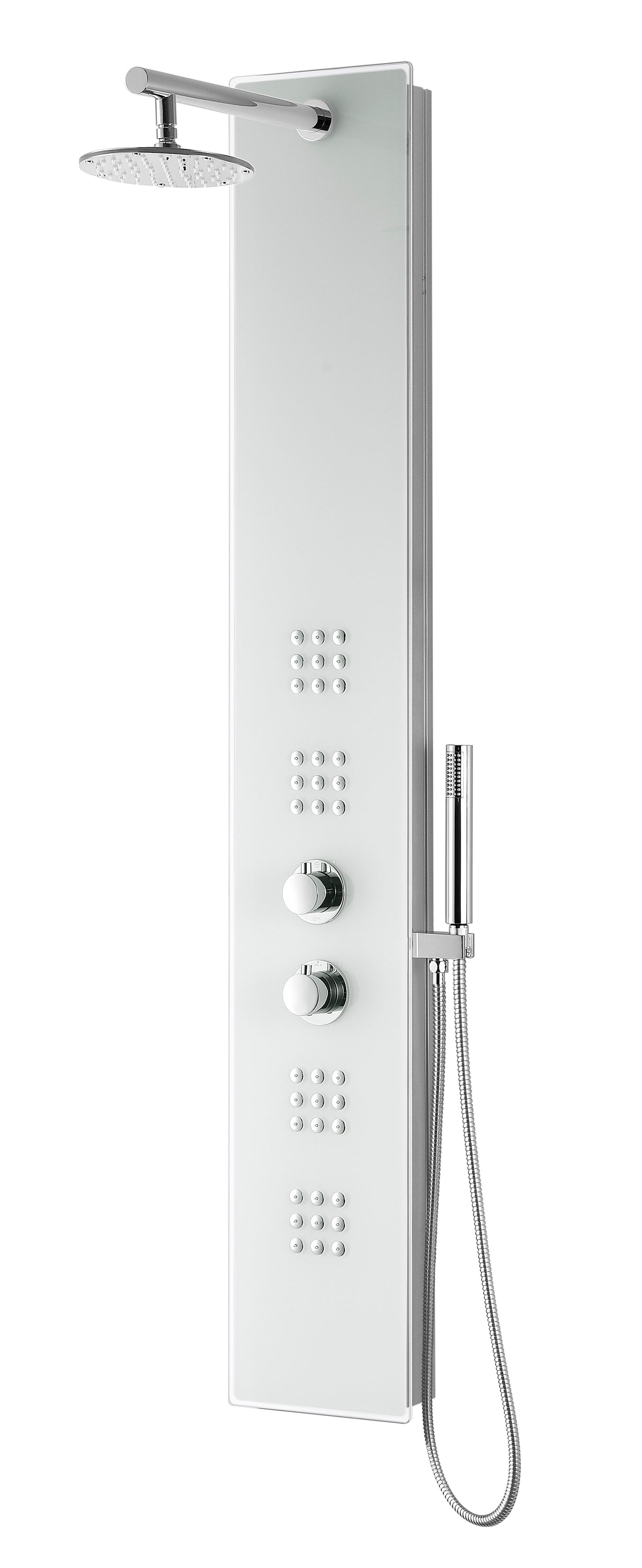 ANZZI SP-AZ048 Veld Series 64 in. Full Body Shower Panel System with Heavy Rain Shower and Spray Wand in White