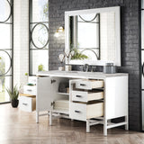 Addison 60" Single Vanity, Glossy White w/ 3 CM Victorian Silver Silestone Top