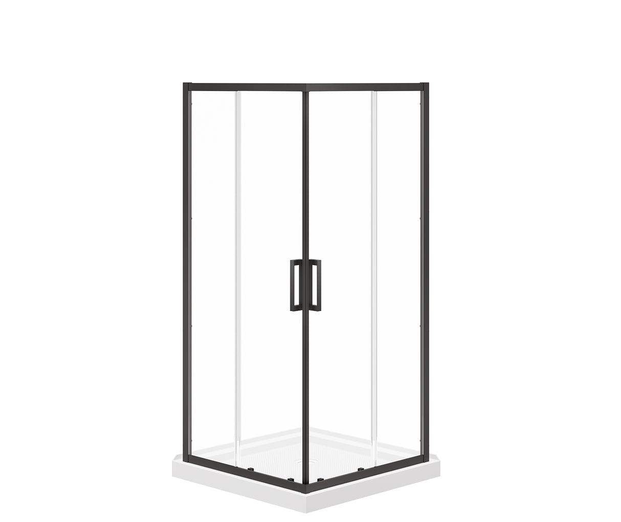 MAAX 107481-900-340-000 Scarlet 36 x 36 Acrylic Corner Drain Shower Kit in White with Clear Glass in Matte Black