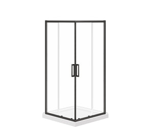 MAAX 107481-900-340-000 Scarlet 36 x 36 Acrylic Corner Drain Shower Kit in White with Clear Glass in Matte Black