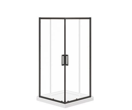 MAAX 107481-900-340-000 Scarlet 36 x 36 Acrylic Corner Drain Shower Kit in White with Clear Glass in Matte Black