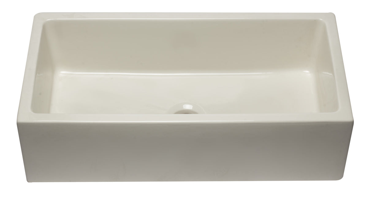 ALFI brand AB3618HS-B  36 inch Biscuit Reversible Smooth / Fluted Single Bowl Fireclay Farm Sink