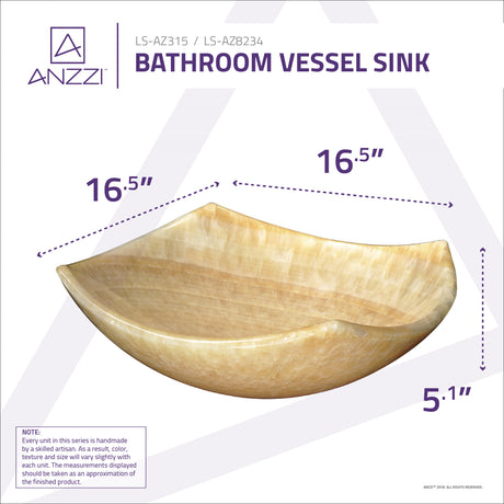 ANZZI LS-AZ315 Flavescent Visage Natural Stone Vessel Sink in Cream Jade