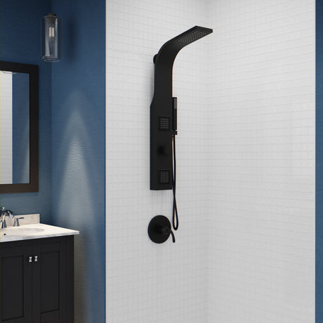 ANZZI SP-AZ078MB Aura 2-Jetted Shower Panel with Heavy Rain Shower & Spray Wand in Matte Black