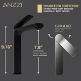 ANZZI L-AZ901MB-BN Single Handle Single Hole Bathroom Vessel Sink Faucet With Pop-up Drain in Matte Black & Brushed Nickel