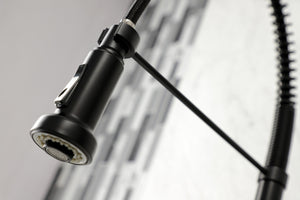 Gourmetier GS8180DL Concord 2-Handle Wall Mount Pull-Down Kitchen Faucet, Matte Black