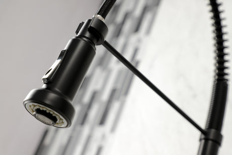 Gourmetier GS8180DL Concord 2-Handle Wall Mount Pull-Down Kitchen Faucet, Matte Black