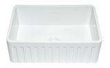 ALFI brand ABTI3020SB Smooth Titanium/Fluted 30 inch Reversible Single Fireclay Farmhouse Kitchen Sink