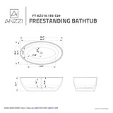 ANZZI BS-S29 Hangiri 5.5 ft. Solid Surface Center Drain Freestanding Bathtub in Matte White