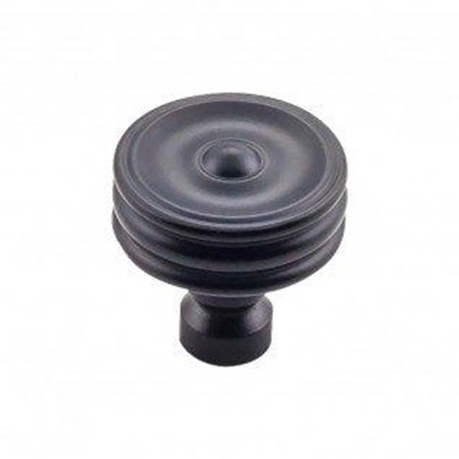 Top Knobs TK881 Brixton Ridged Knob 1 1/4 Inch - Flat Black