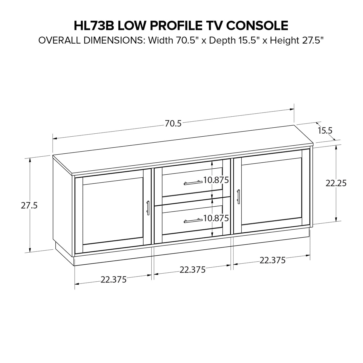 Howard Miller 70" Low Profile TV Console HL73B