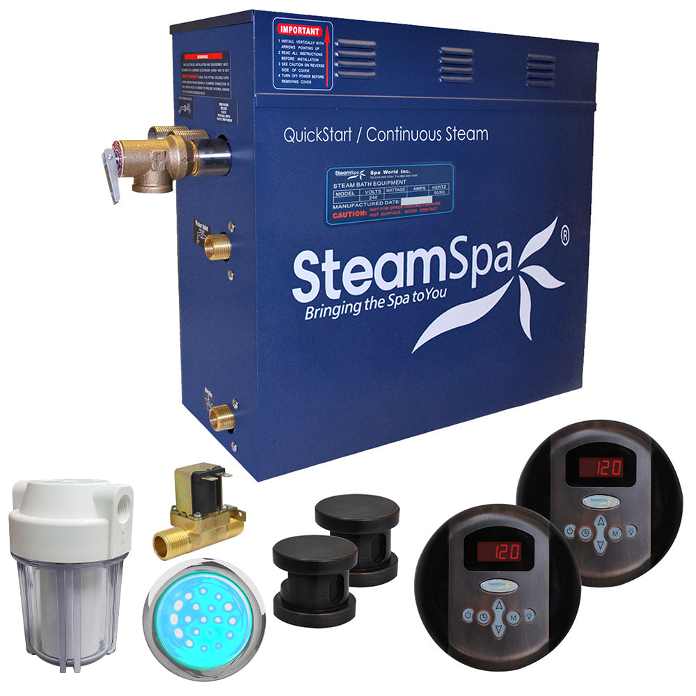 SteamSpa Royal 12 KW QuickStart Acu-Steam Bath Generator Package with Built-in Auto Drain in Oil Rubbed Bronze RY1200OB-A
