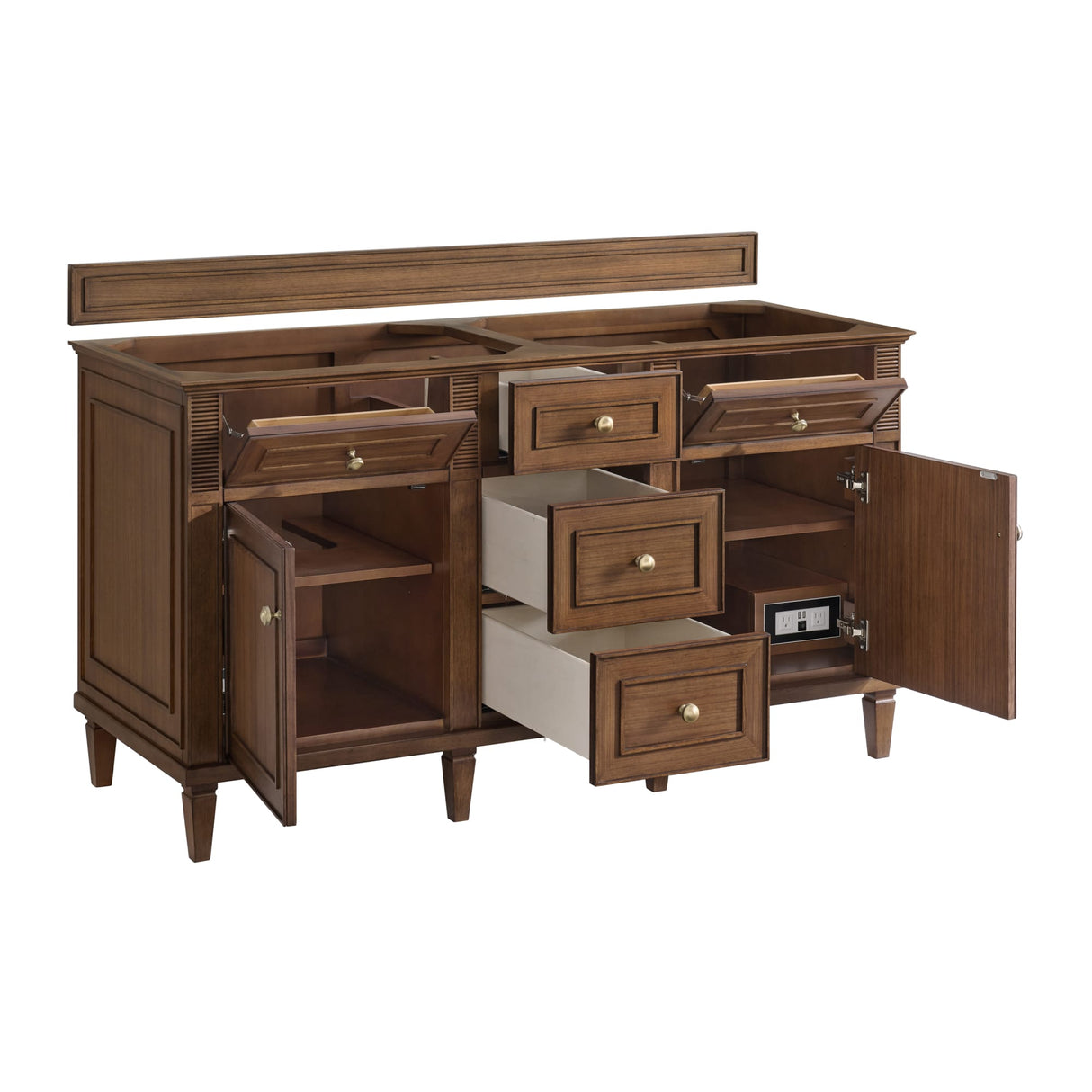 Lorelai 60" Double Vanity, Mid-Century Walnut w/ 3 CM Ethereal Noctis Silestone Top