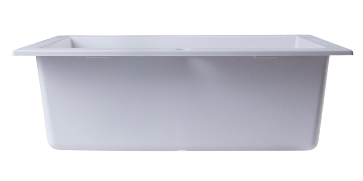 ALFI brand AB2420DI-W White 24" Drop-In Single Bowl Granite Composite Kitchen Sink