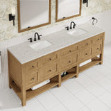 Breckenridge 84" Double Vanity, Light Natural Oak w/ 3 CM Eternal Jasmine Pearl Top