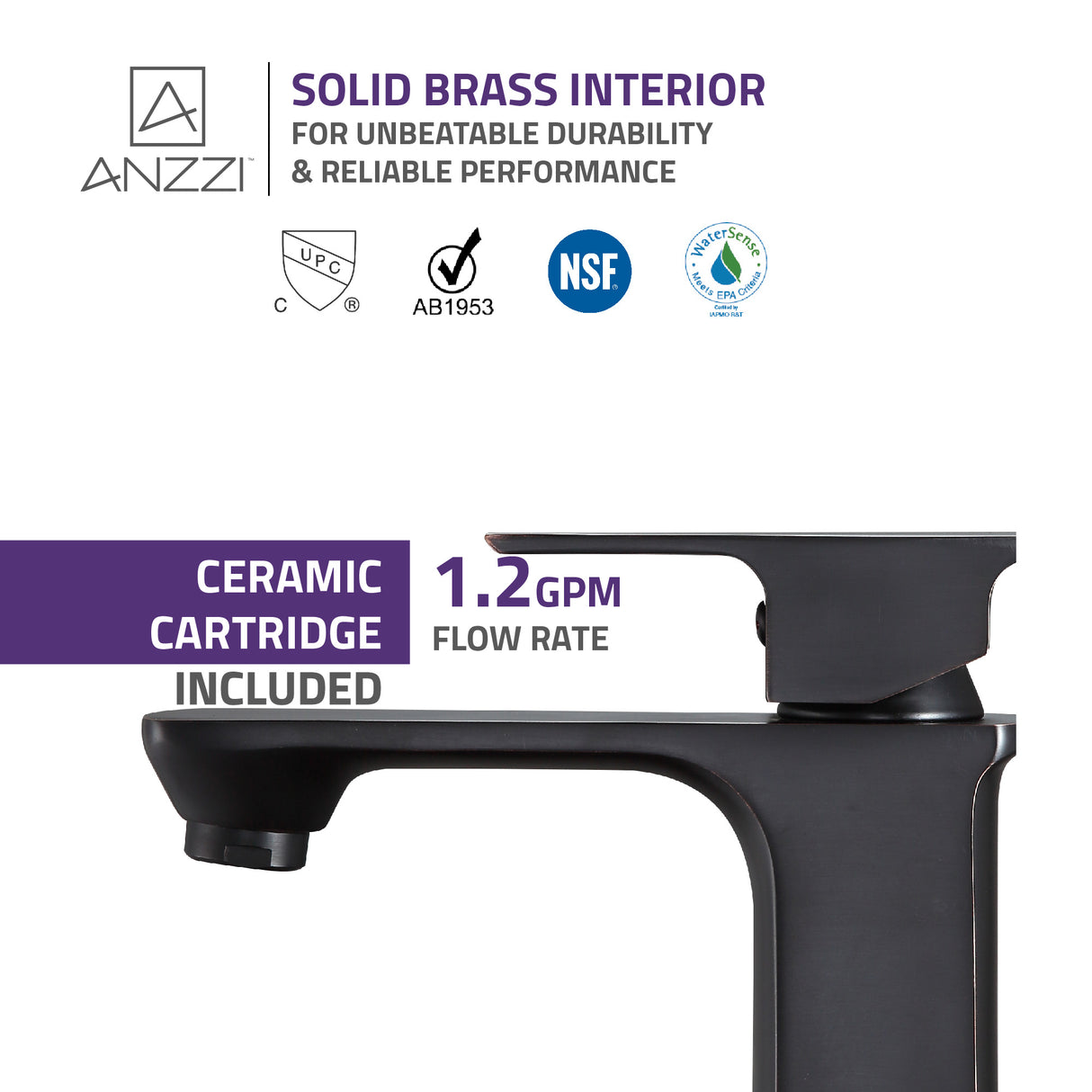 ANZZI L-AZ118ORB Promenade Single Hole Single Handle Bathroom Faucet in Oil Rubbed Bronze