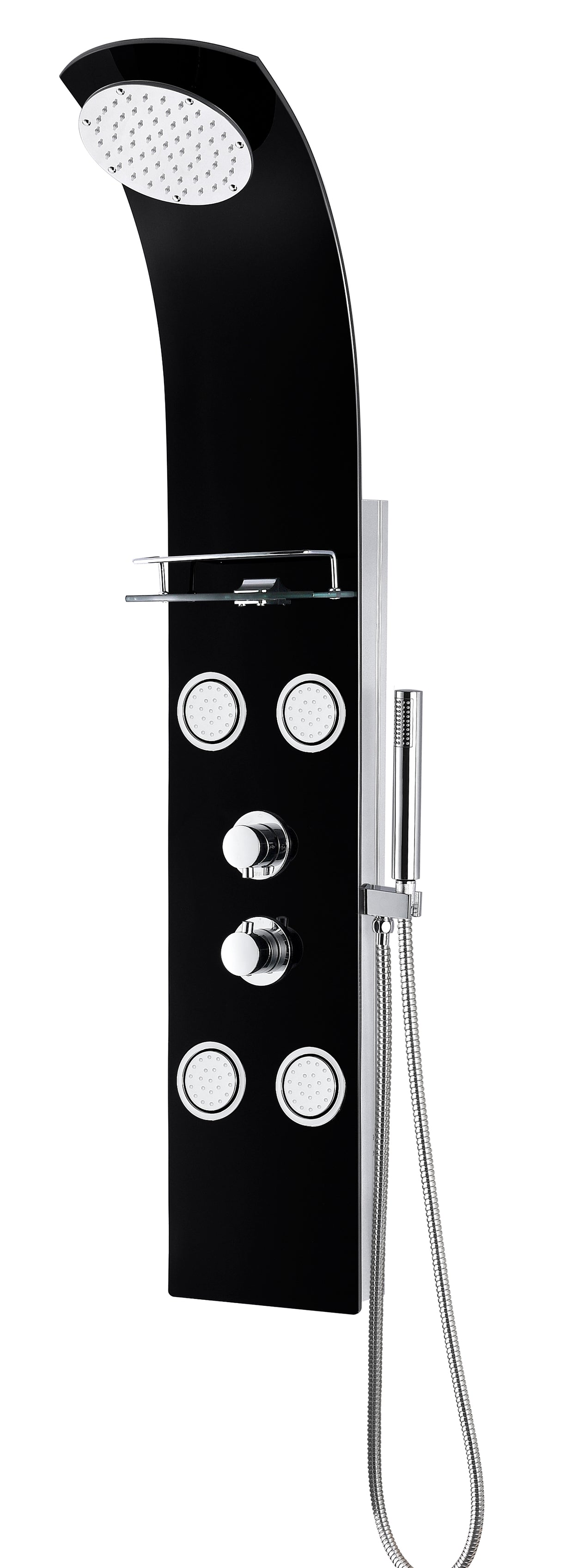 ANZZI SP-AZ8095 Colossal Series 56 in. Full Body Shower Panel System with Heavy Rain Shower and Spray Wand in Black