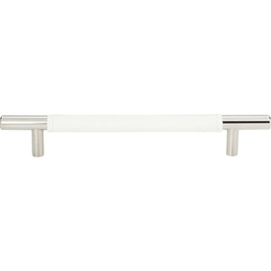 Atlas Homewares Zanzibar White Leather Pull 6 5/16 Inch (c-c) Polished Chrome