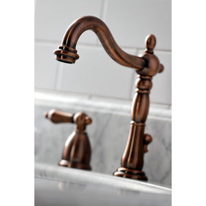 Kingston Brass KB197ALAC Heritage Widespread Bathroom Faucet with Brass Pop-Up, Antique Copper