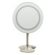 ALFI brand ABM9FLED-BN Brushed Nickel Tabletop Round 9" 5x Magnifying Cosmetic Mirror with Light