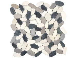 Anatolia Tile Zen Tranquil Cool Blend Flat Matte Pebble Mosaics. 1 Sheet = 1 Sq. Ft. 5001-0226-0 (76-466) Tranquil Cool Blend Flat Pebble - premium natural stone mosaic tile from Anatolia Tile, available at PoshHaus showroom in Keene, NH