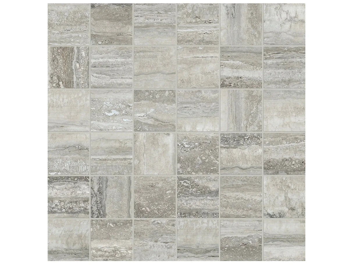 Anatolia Tile 2X2 La Marca Traventino Honed & Rectified 36 Piece Mosaics. 1 Sheet = .96 Sf. 4501-0373-0 (68-474) Travertino Instrata 2x2 Honed - premium natural stone mosaic tile from Anatolia Tile, available at PoshHaus showroom in Keene, NH