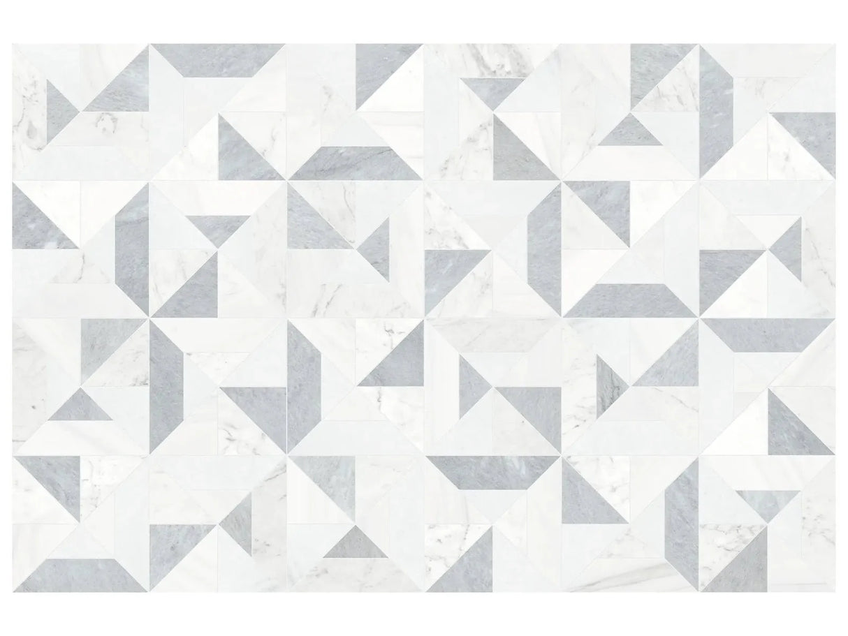 Anatolia Tile Utopio Tria Polar Honed Natural Stone Waterjet Mosaic 5001-0434-0 Tria Polar - premium natural stone mosaic tile from Anatolia Tile, available at PoshHaus showroom in Keene, NH